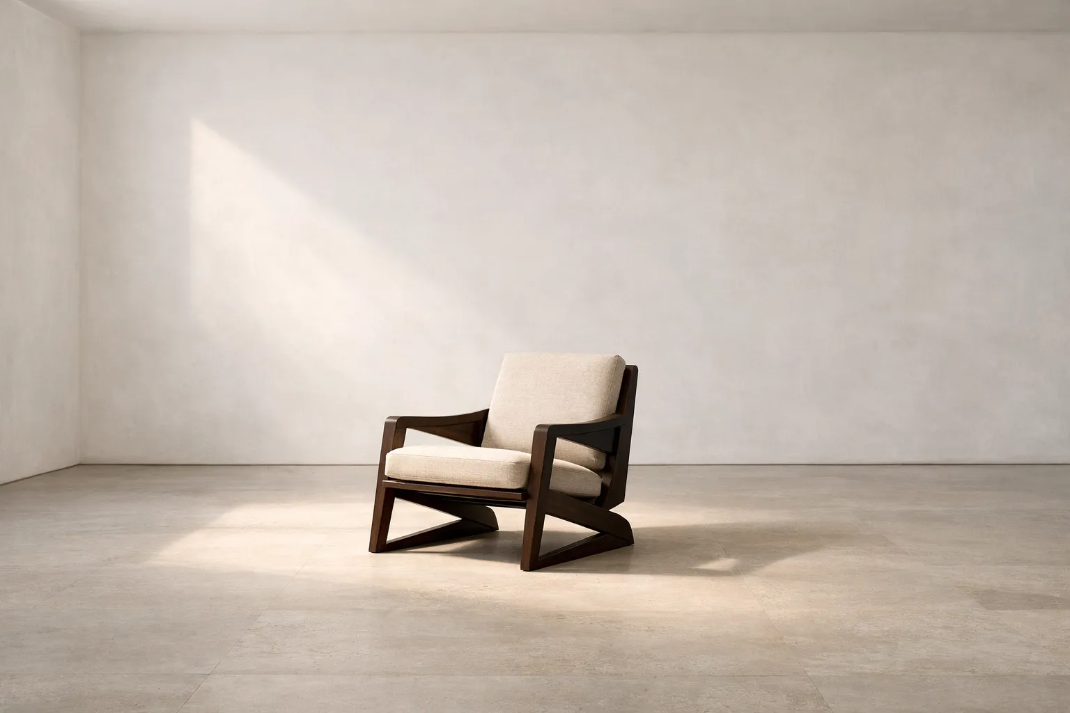 A single minimalist chair in an empty room, symbolizing sovereign choice and intentional living.