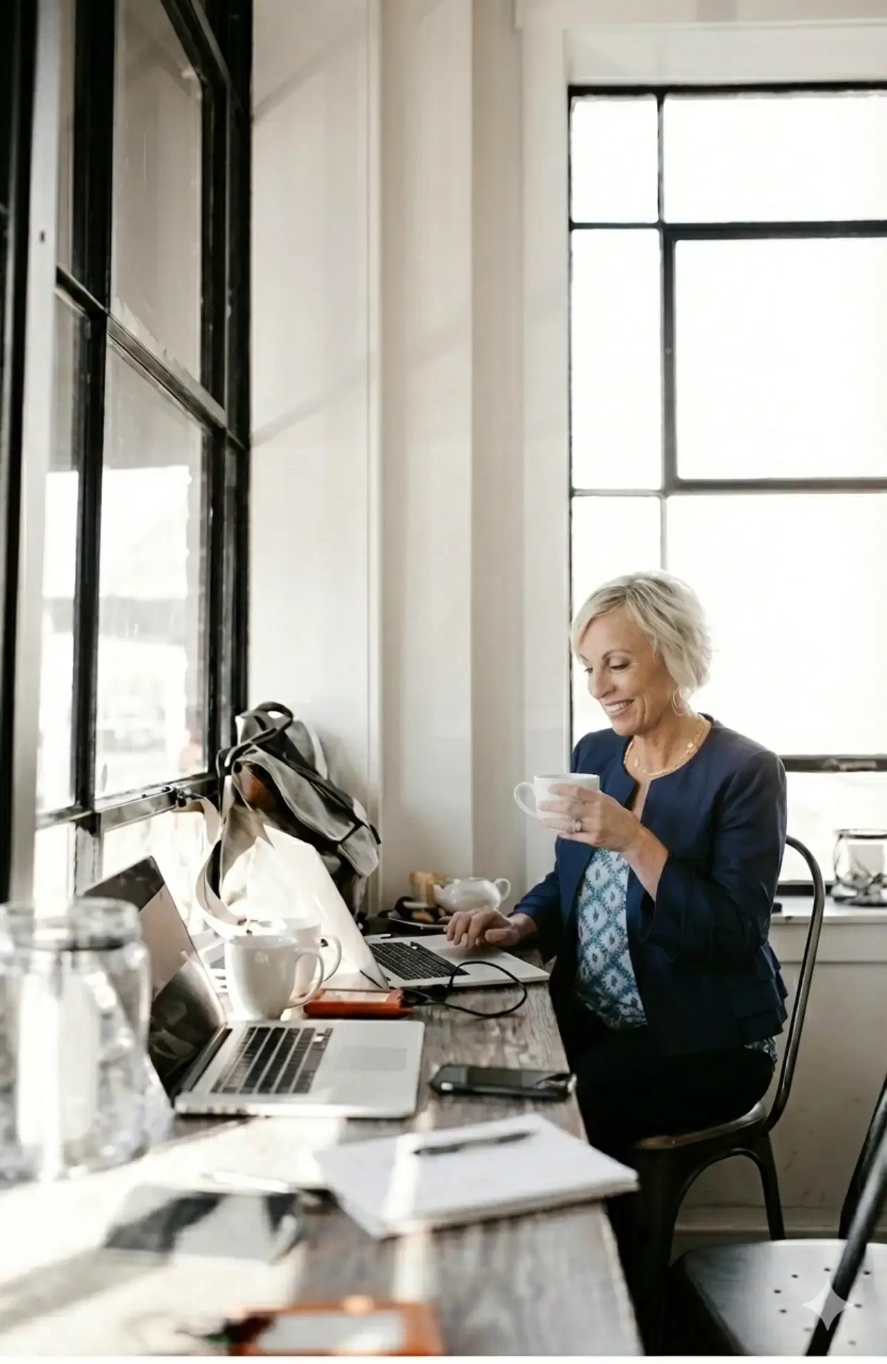 Professional woman working at desk embodying self-governance