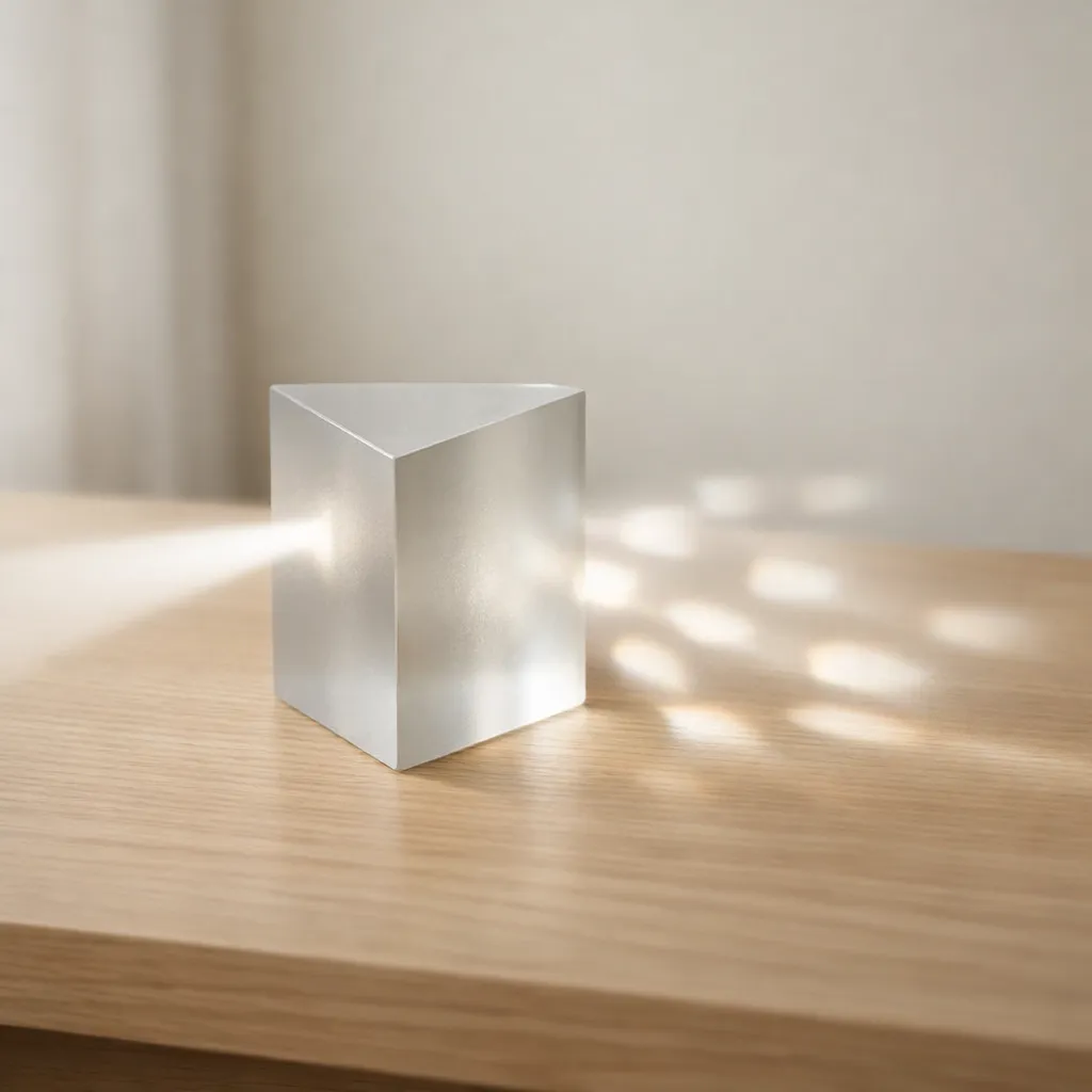 A glass prism splitting a beam of light, illustrating the dissipation of energy and personal capacity.