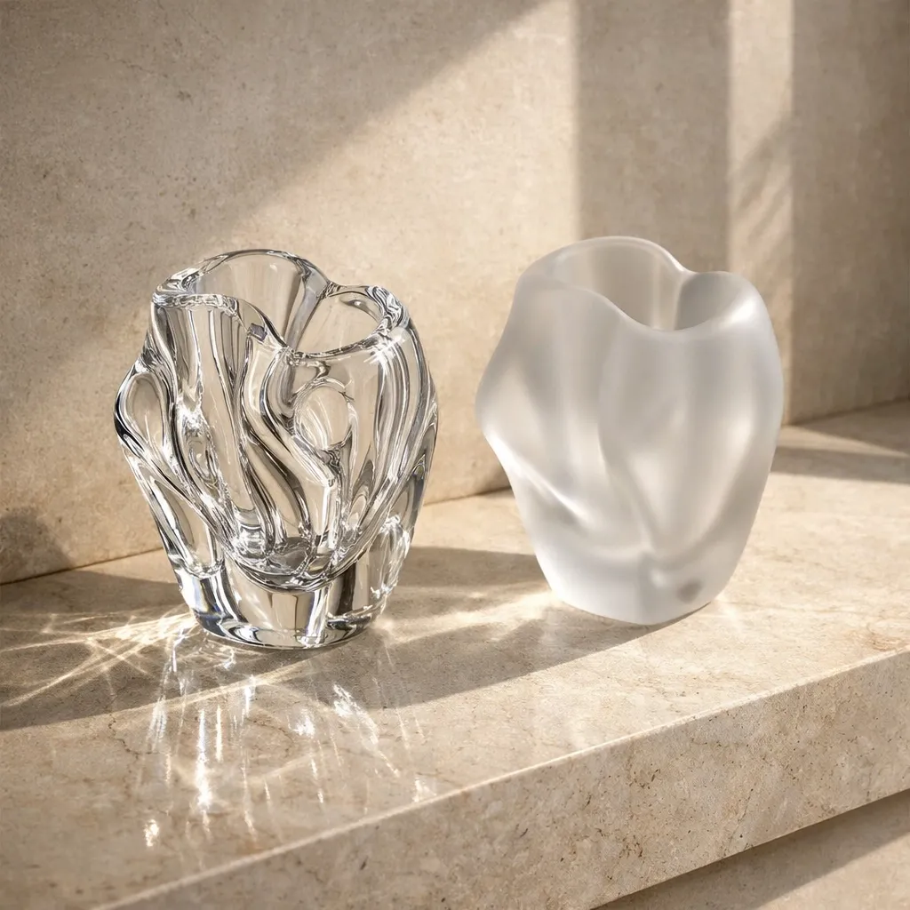 Two glass sculptures representing structural integrity and identity fusion in relationships.