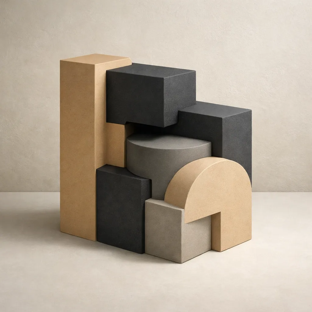 Interlocking geometric forms representing a coherent identity architecture and integrated self-management system.