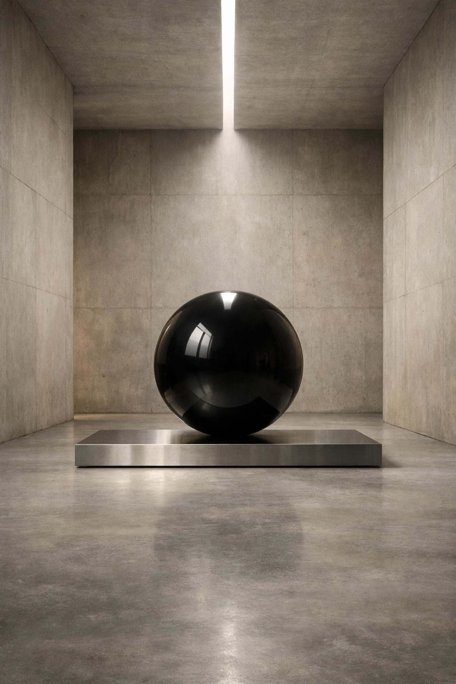 Minimalist obsidian sphere representing holding capacity and internal authority in leadership.