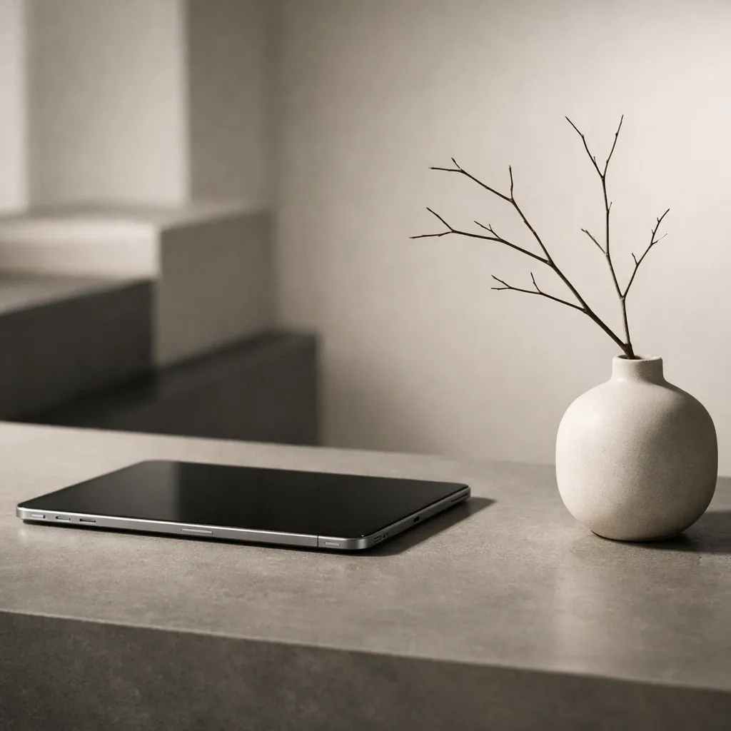 Organized minimalist desk representing structural standards that eliminate the invisible mental load for women.