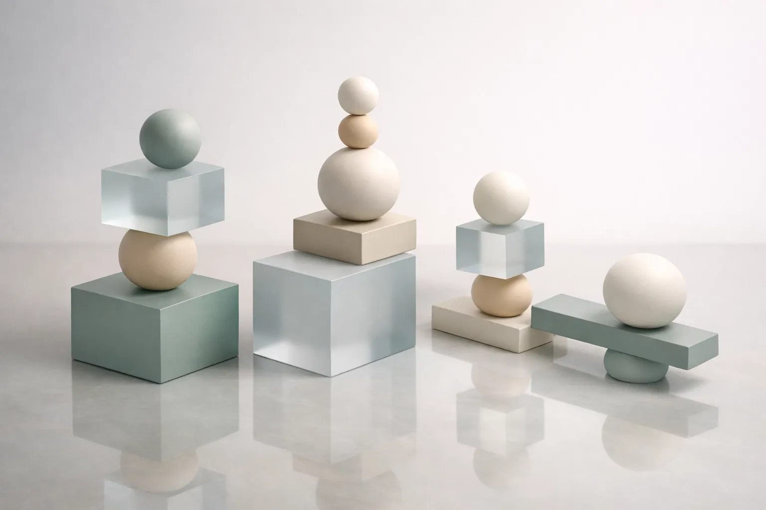 Balanced geometric shapes symbolizing the internal architecture and structural coherence needed to resist over-functioning.
