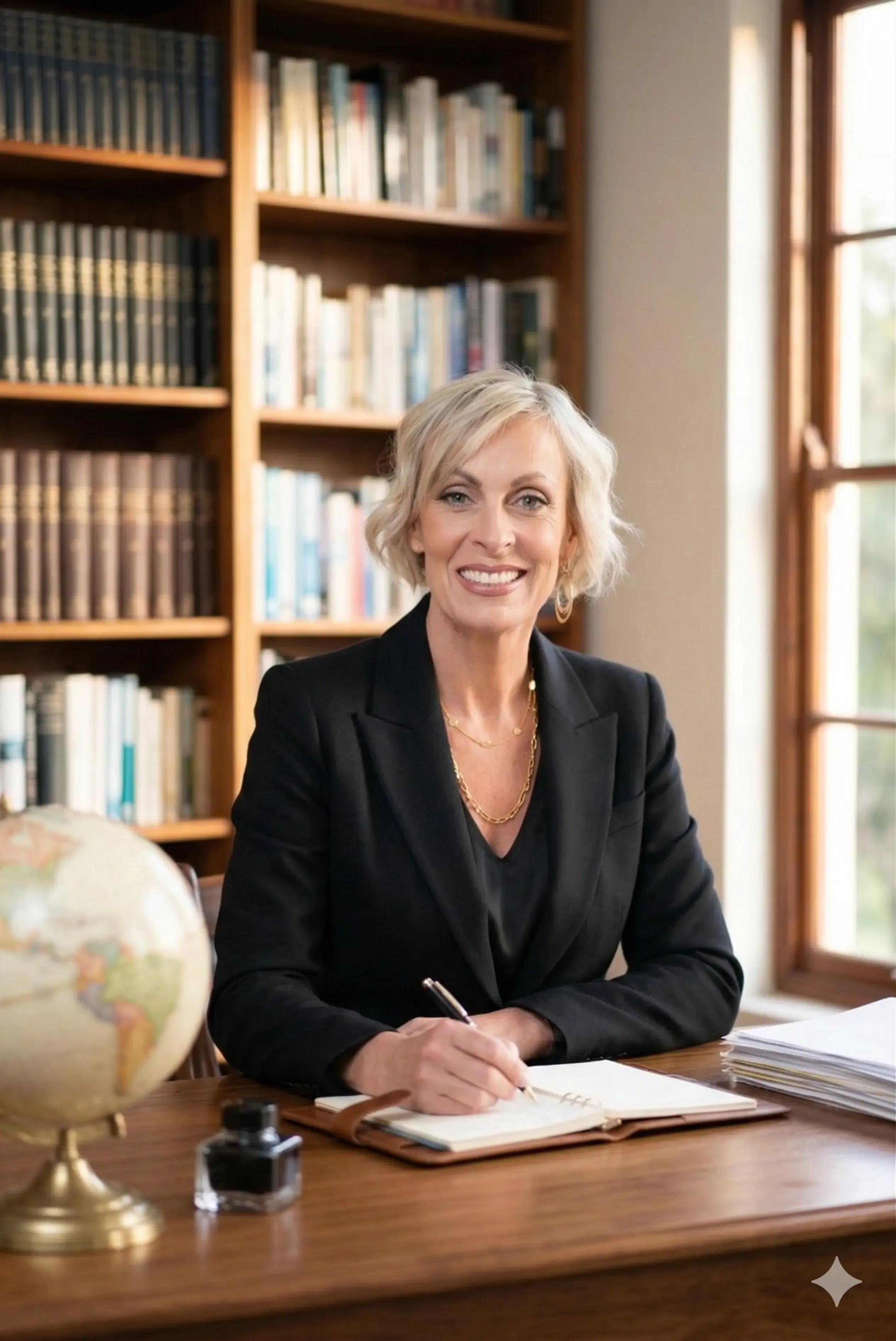 professional-woman-writing-journal-identity-governance.webp