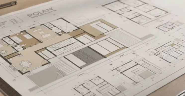 Architectural blueprint depicting a detailed structure