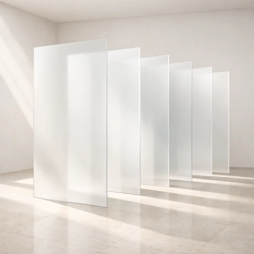 Minimalist glass panels representing a structured filtration system for internal decision-making architecture.