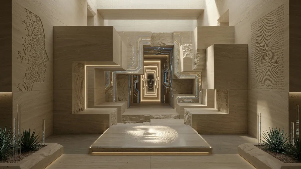 Geometric Identity Corridor Stone Circuitry